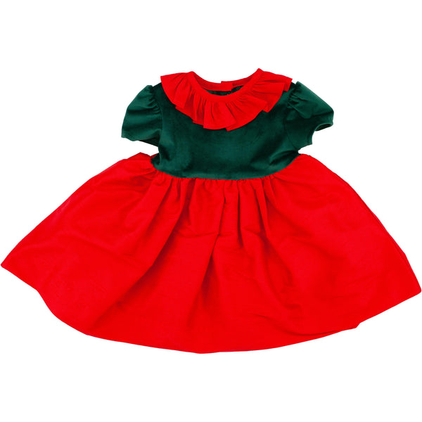 Red W/ Green Velvet Dress