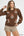 Floral Knit Sweater w/ Puff Sleeves- Espresso