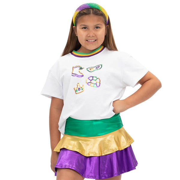 Mardi Gras Shimmer Ruffle Skort