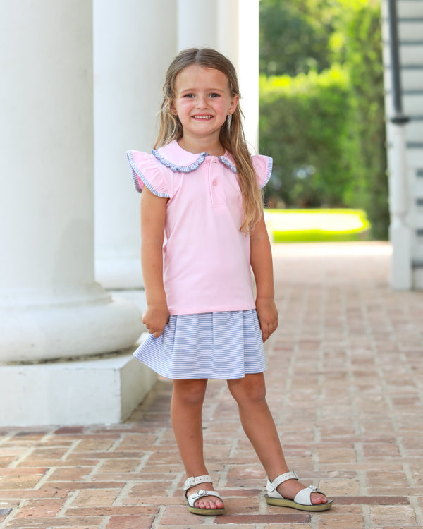 Camilla Skort Set- Light Pink/Dusty Blue Stripe
