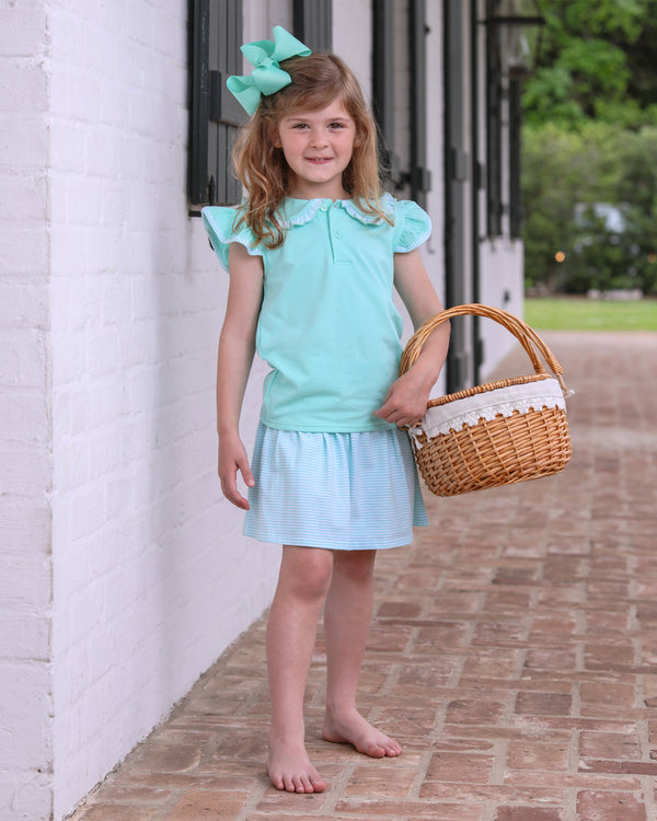 Camilla Skort Set- Mint Stripe