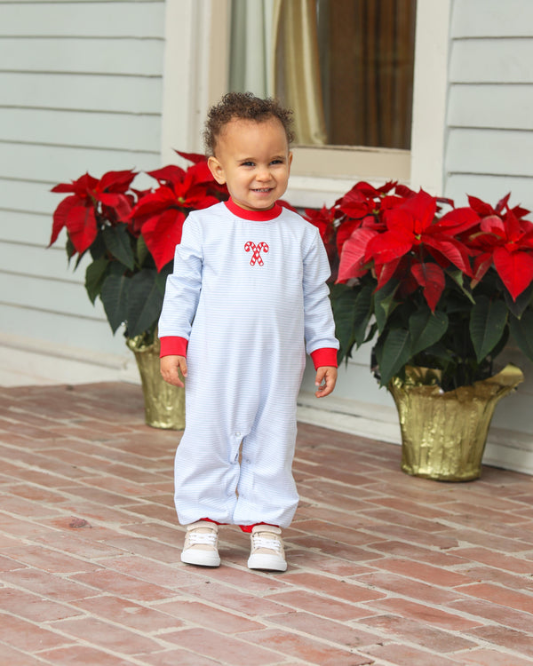 Candy Cane Embroidery Romper