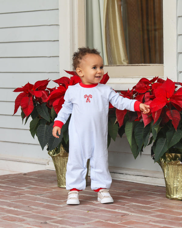 Candy Cane Embroidery Romper