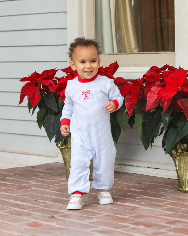 Candy Cane Embroidery Romper