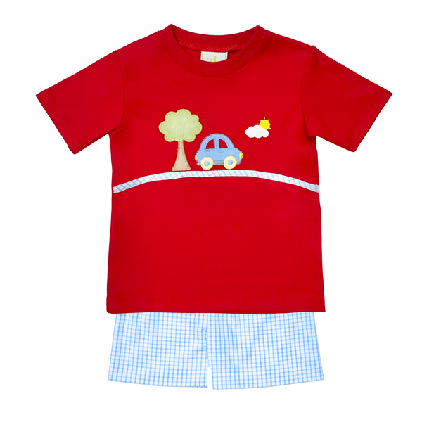 Car Tree Short Set- Red