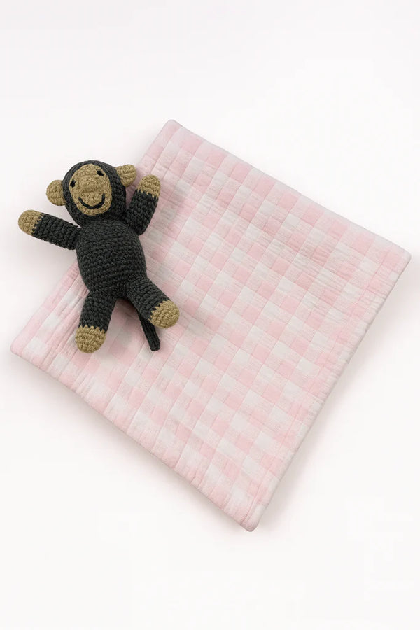 Gingham Check Baby Blanket- Pink