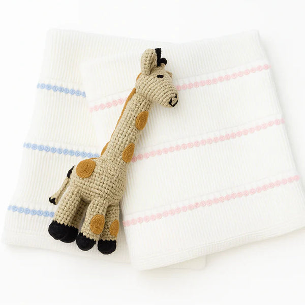 Pucker Texture With Stripe Baby Blanket- Blue