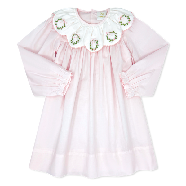 Chloe Dress- Blessings Pink Batiste Wreath