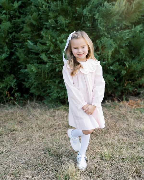 Chloe Dress- Blessings Pink Batiste Wreath