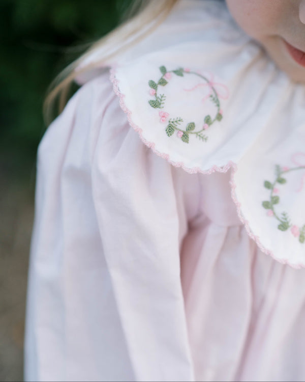 Chloe Dress- Blessings Pink Batiste Wreath