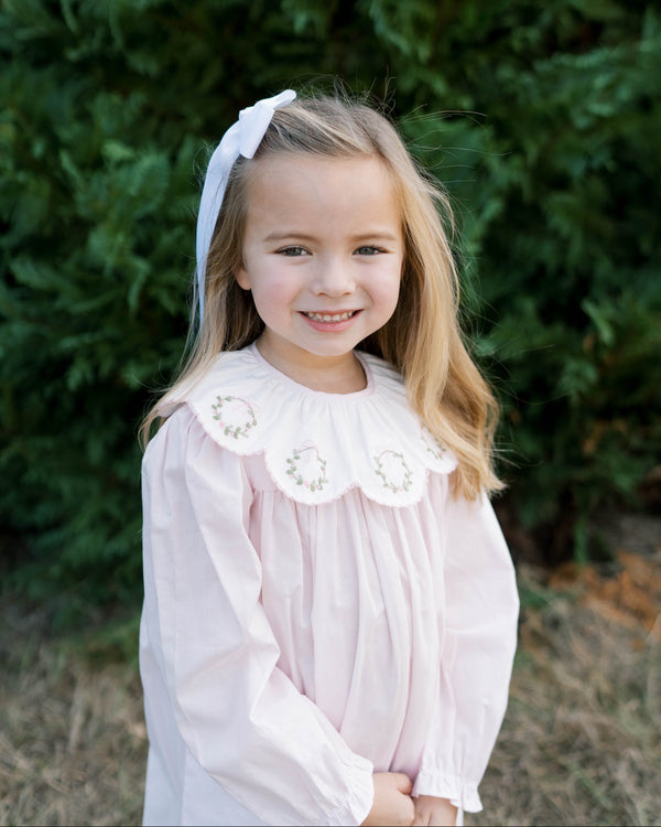 Chloe Dress- Blessings Pink Batiste Wreath