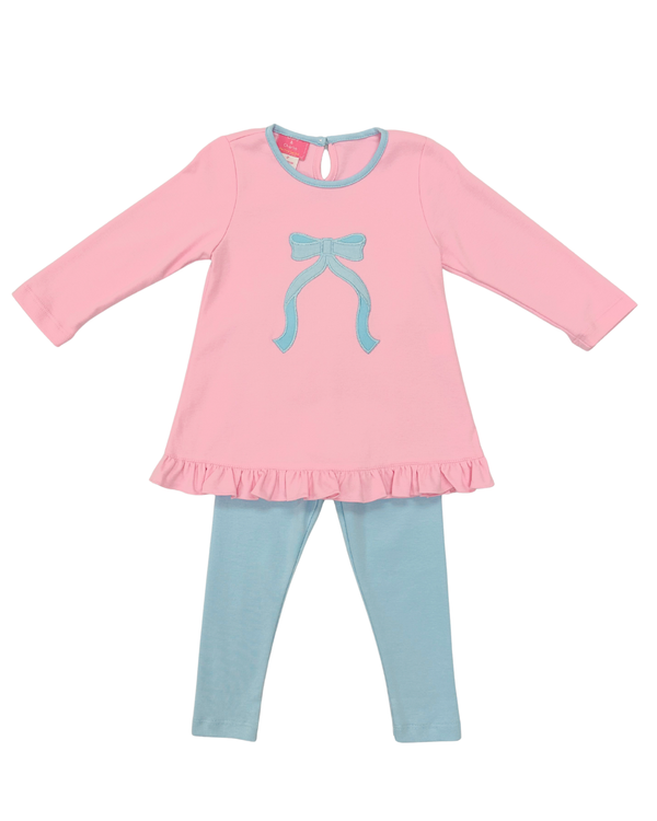 Pink Bow Knit Tunic Set