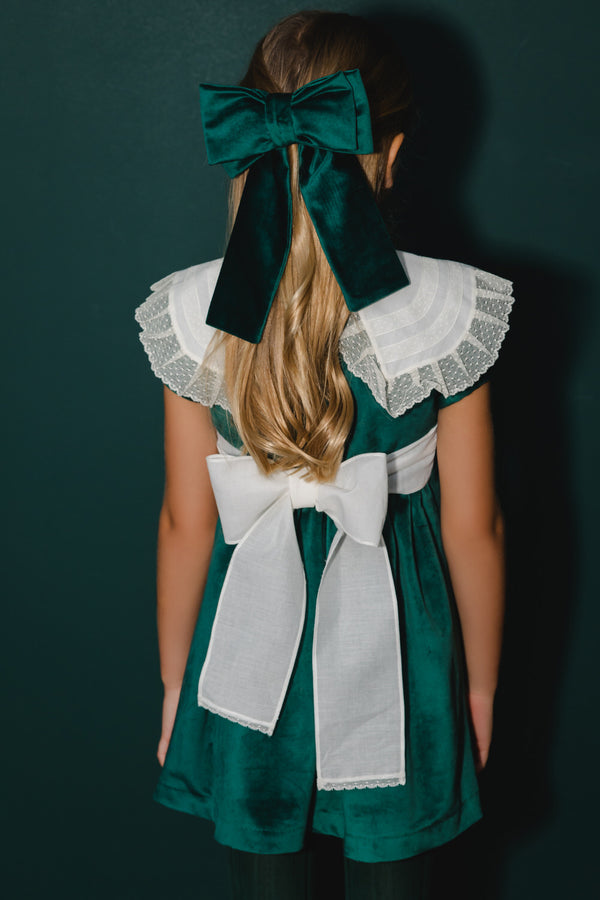 Lace Emerald Green Velvet Dress
