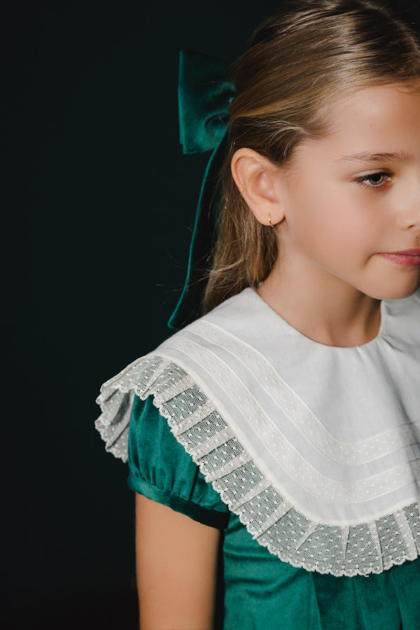 Lace Emerald Green Velvet Dress
