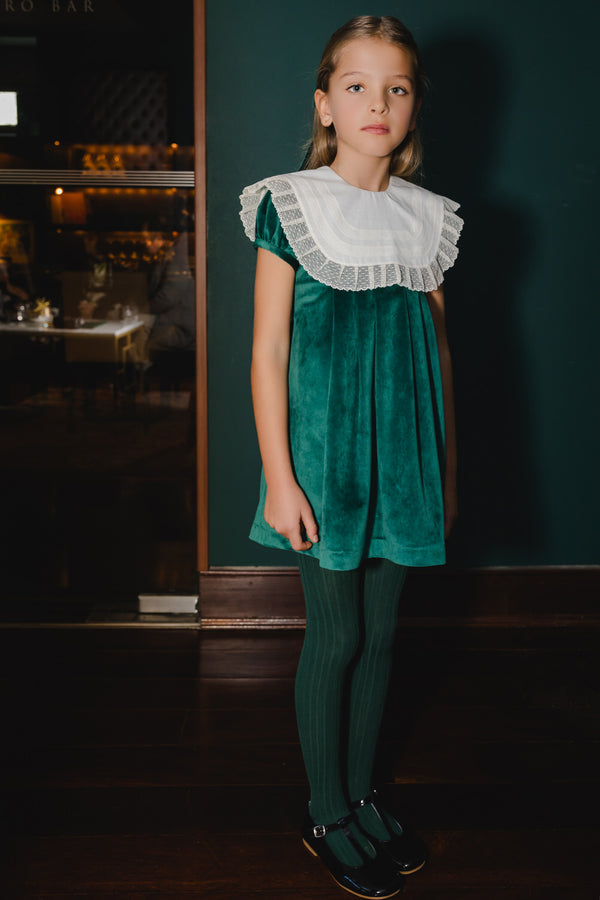Lace Emerald Green Velvet Dress