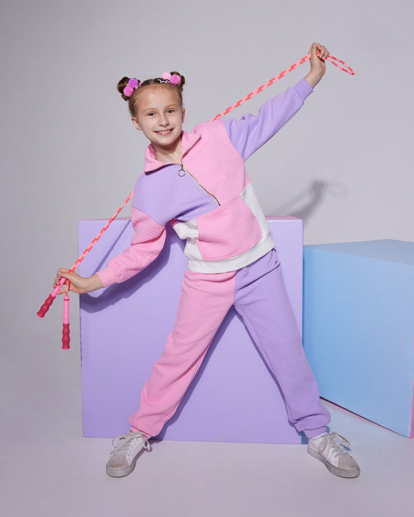 Color Block Pullover- Pink & Lilac