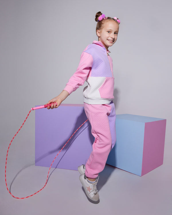 Color Block Pullover- Pink & Lilac