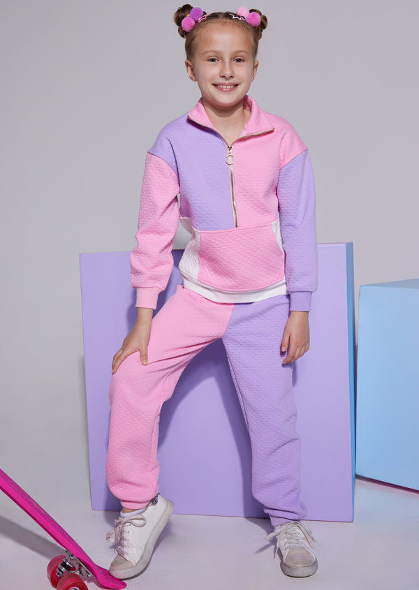 Color Block Pullover- Pink & Lilac