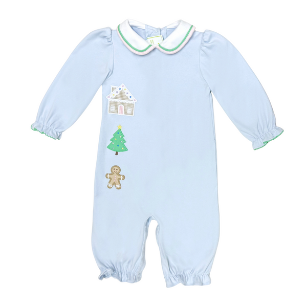 Gingerbread Louisa Knit Romper- Lt. Blue