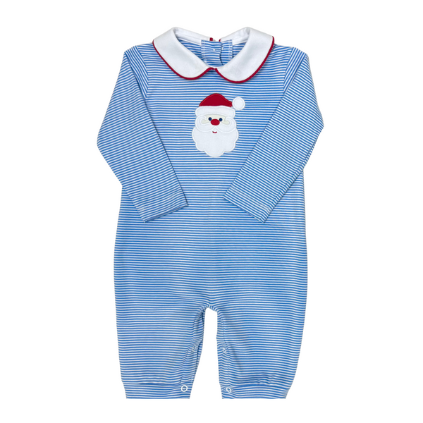 Santa Oliver Knit Romper- Periwinkle Bitty