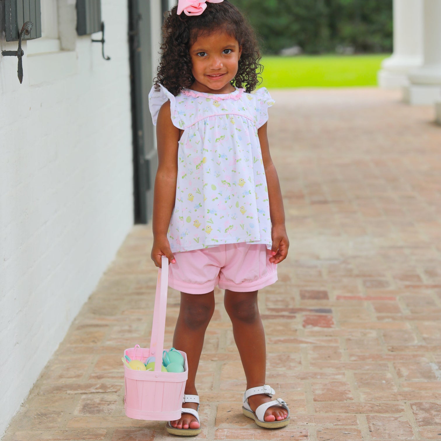 Trotter Street Kids Girls Pink Top with Golf Hole in One Print Skort