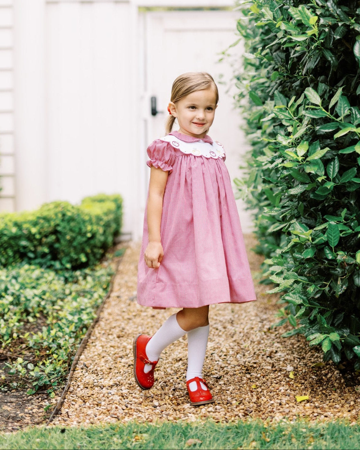 pink apple dress Girls: Sweet Nature Pink Apple Medallion Babydoll Dress, (12/14) - The Mint Julep Boutique