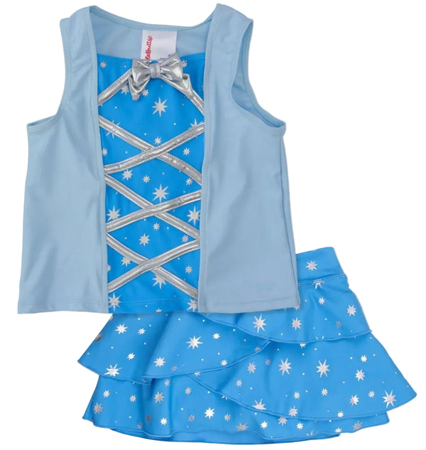 Active Princess Tiered Skort Set- Crystal Blue Princess