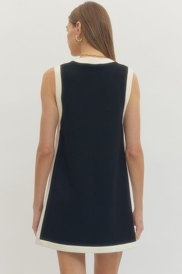 Solid Sleeveless Pullover Dress- Black