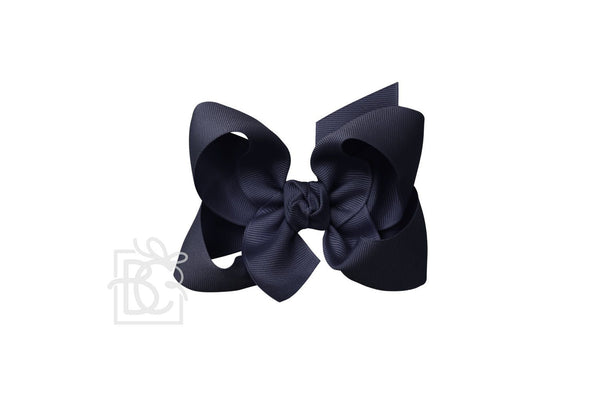 Grosgrain Bow On Clip- Dark Navy