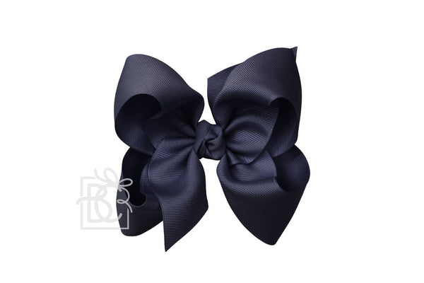 Grosgrain Bow On Clip- Dark Navy