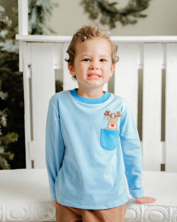Reindeer Knit Play Tee- Periwinkle Bitty