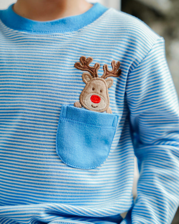Reindeer Knit Play Tee- Periwinkle Bitty