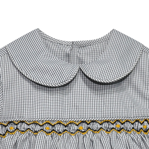 Black/Gold Smocked Ruffle Bubble