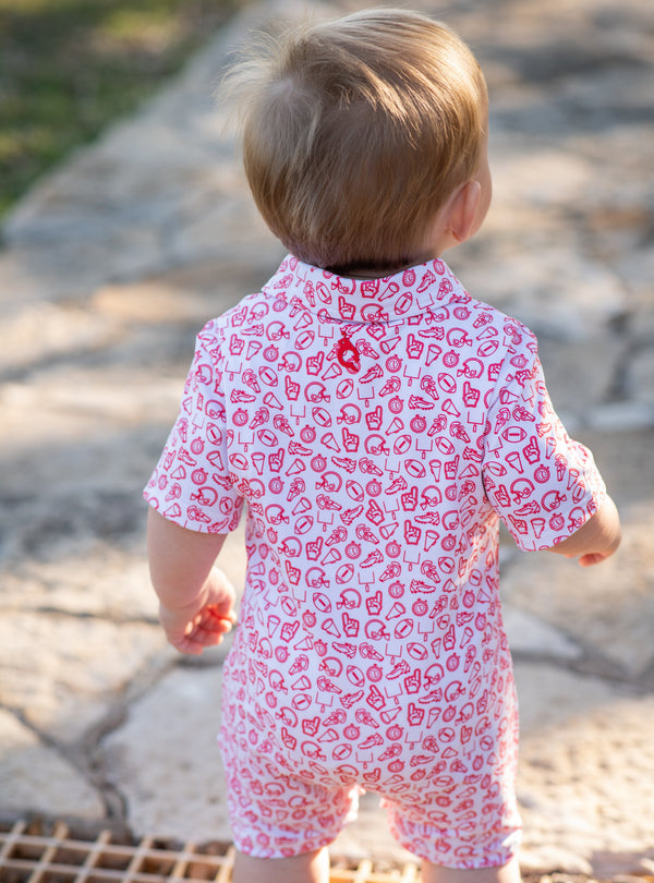 Kickoff Red Polo Romper 