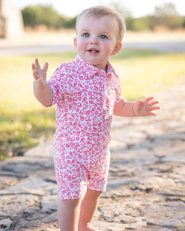 Kickoff Red Polo Romper 