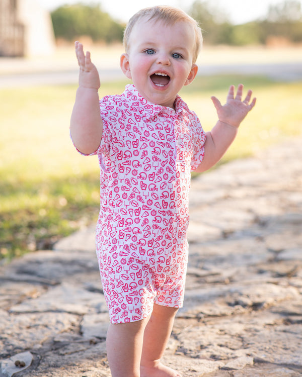 Kickoff Red Polo Romper 
