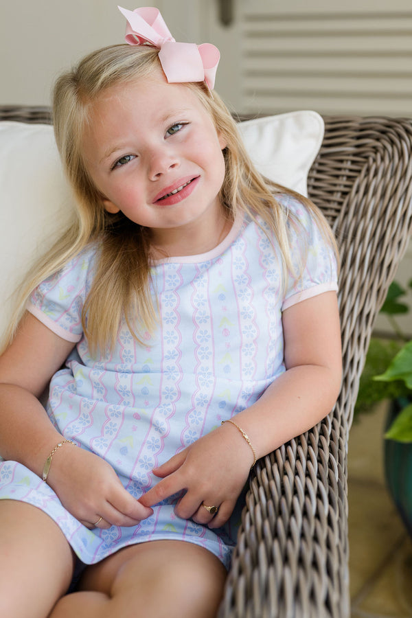 Blue Floral Scallop Play Dress