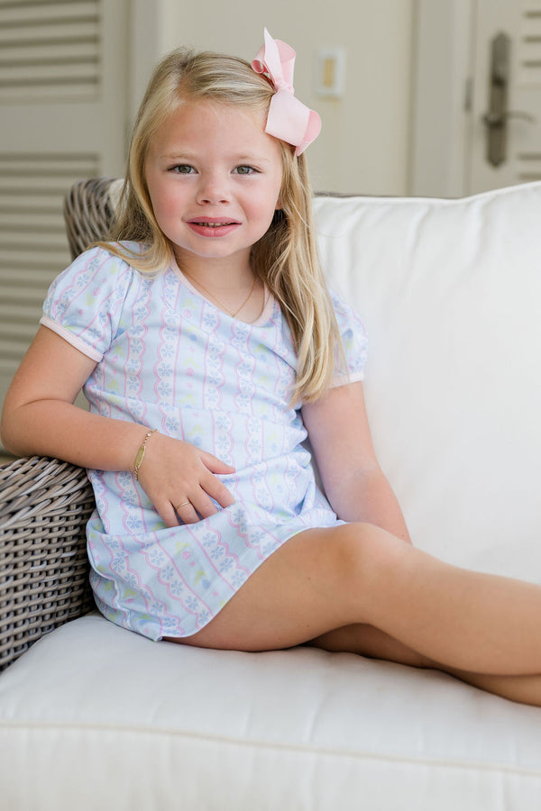 Blue Floral Scallop Play Dress