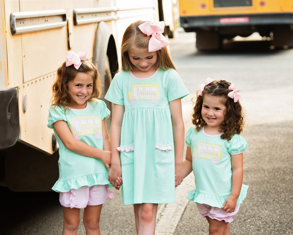 School Bus Ruffle Short Set