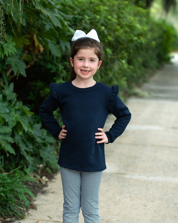 Ruffle Sweatshirt- Navy