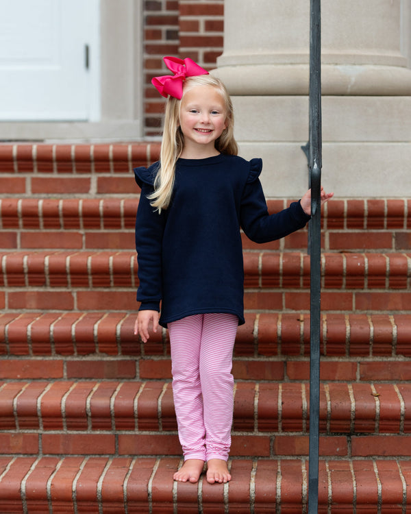 Ruffle Sweatshirt- Navy