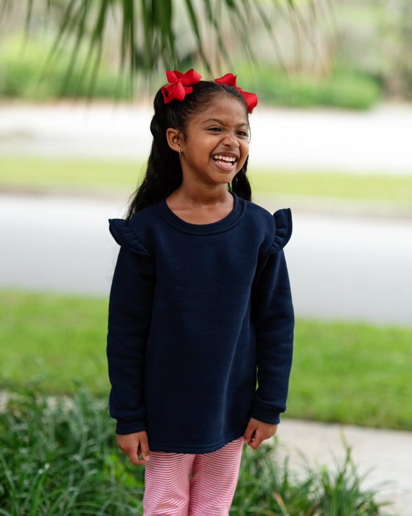 Ruffle Sweatshirt- Navy