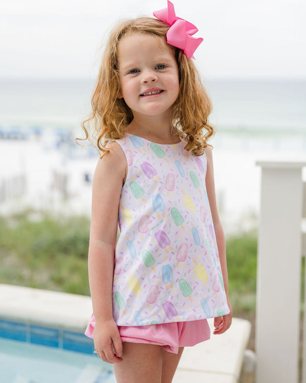 Sweet Summertime Tie Back Knit Bloomer/Banded Short Set