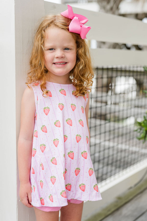 Strawberry Stripe Knit Bloomer/Banded Short Set