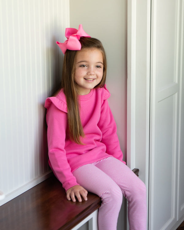 Ruffle Sweatshirt- Hot Pink