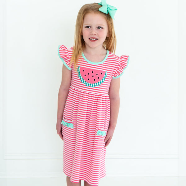 Watermelon Ruffle Pocket Dress