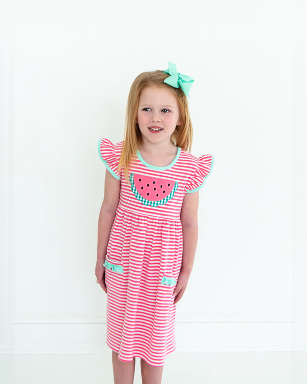 Watermelon Ruffle Pocket Dress