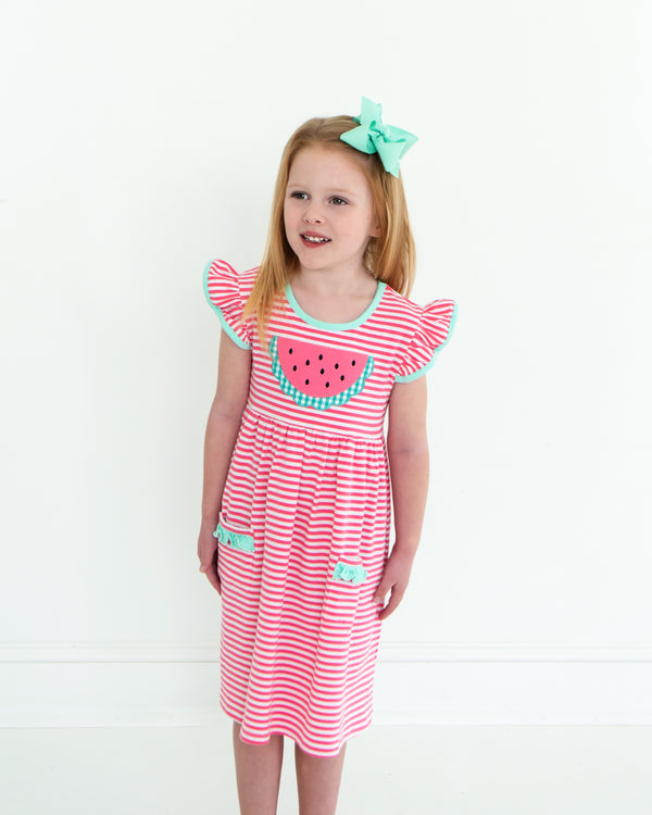 Watermelon Ruffle Pocket Dress