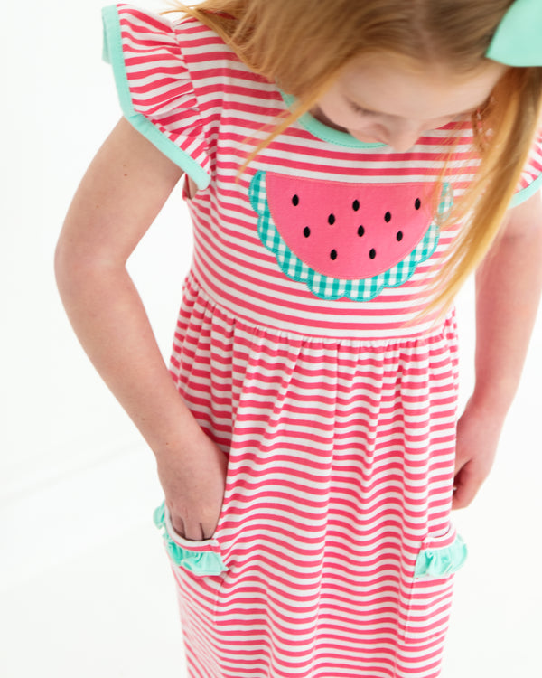 Watermelon Ruffle Pocket Dress