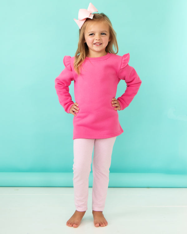 Ruffle Sweatshirt- Hot Pink